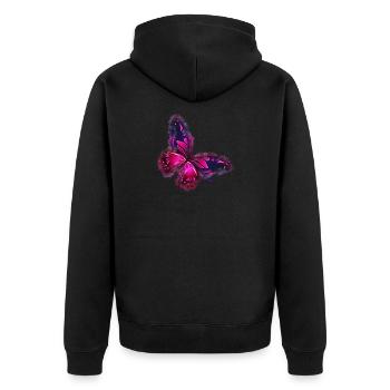 Butterfly Pink bright glowing - Unisex Premium Organic Zip Hoodie - black - Back - Nico (187cm)