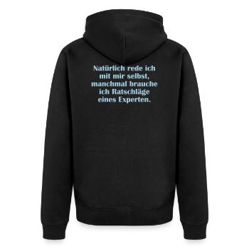 Experte - Unisex Premium Bio Zip Hoodie - Schwarz - Hinten - Nico (187cm)