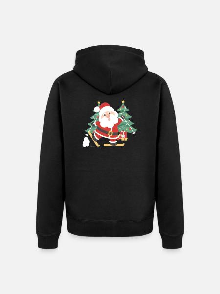 Skiløb Julemand juletræer - Premium økologisk unisex-hættejakke - sort