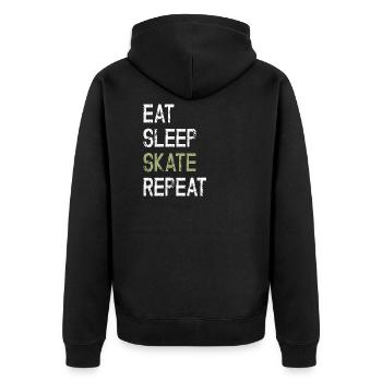 Skateboarder Skateboarden Skater Skaten Geschenk - Unisex Premium Bio Zip Hoodie - Schwarz - Hinten - Nico (187cm)