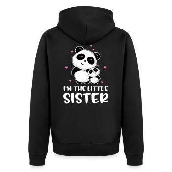 I'm The Little Sister - Kleine Panda Schwester - Unisex Premium Bio Zip Hoodie - Schwarz - Hinten - Nico (187cm)