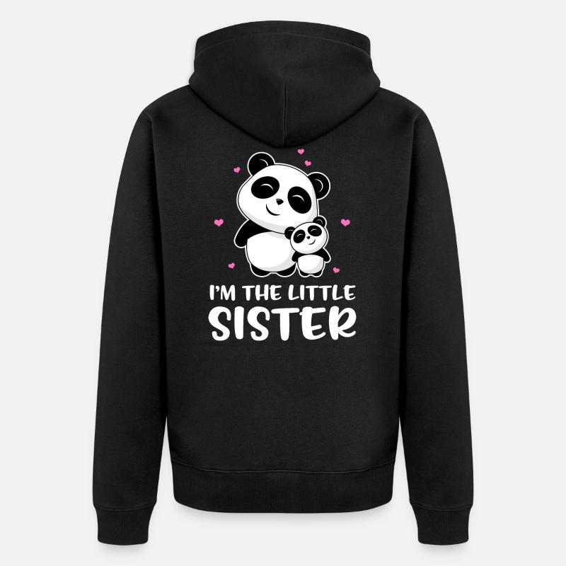 Je suis la petite soeur - Petite soeur panda - Veste à capuche bio Premium Unisexe - noir