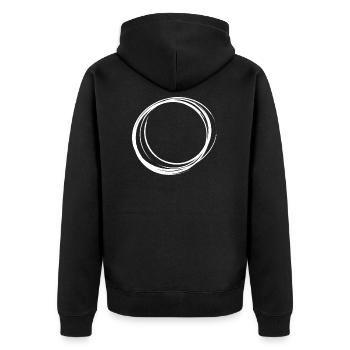 ring - Unisex Premium Organic Zip Hoodie - black - Back - Nico (187cm)