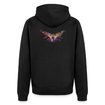 Schmetterling bunt - Unisex Premium Bio Zip Hoodie - Schwarz - Hinten - Nico (187cm)