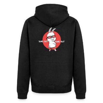 Sommer T-Shirt Lustiger Spruch Strand Shirt Urlaub - Unisex Premium Bio Zip Hoodie - Schwarz - Hinten - Nico (187cm)