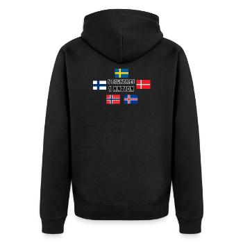 5 pays 1 nation Scandinavie drapeaux cadeau - Veste à capuche bio Premium Unisexe - noir - Dos - Nico (187cm)