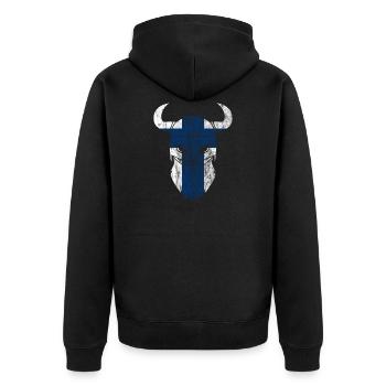 Drapeau finlandais, idée cadeau viking - Veste à capuche bio Premium Unisexe - noir - Dos - Nico (187cm)