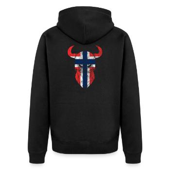 Norwegen Flagge Wikinger Geschenkidee - Unisex Premium Bio Zip Hoodie - Schwarz - Hinten - Nico (187cm)