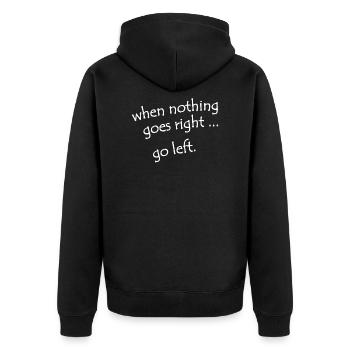 Lustig Lustiger Spruch Funny Geschenk - Unisex Premium Bio Zip Hoodie - Schwarz - Hinten - Nico (187cm)