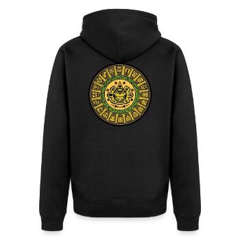 maya calendar - Unisex Premium Organic Zip Hoodie - black - Back - Nico (187cm)