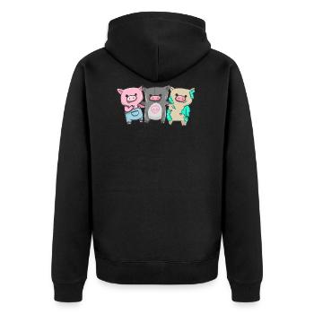 Piggy and the Gang I Lustiges Geschenk I Schwein - Unisex Premium Bio Zip Hoodie - Schwarz - Hinten - Nico (187cm)