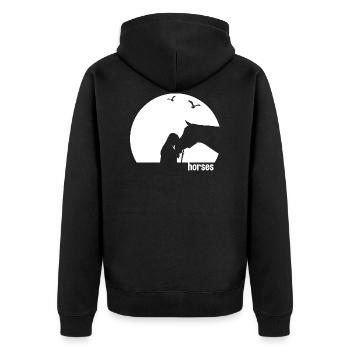 Pferde Freundschaft - Unisex Premium Bio Zip Hoodie - Schwarz - Hinten - Nico (187cm)