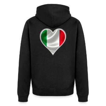 Italien Herz Design - Unisex Premium Bio Zip Hoodie - Schwarz - Hinten - Nico (187cm)
