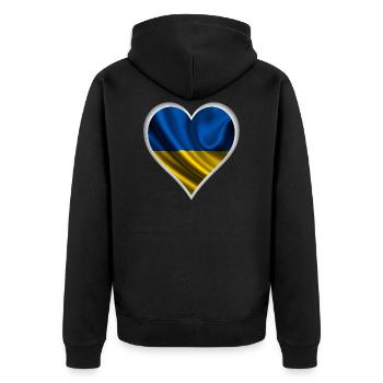 Ukraine Herz Design - Unisex Premium Bio Zip Hoodie - Schwarz - Hinten - Nico (187cm)