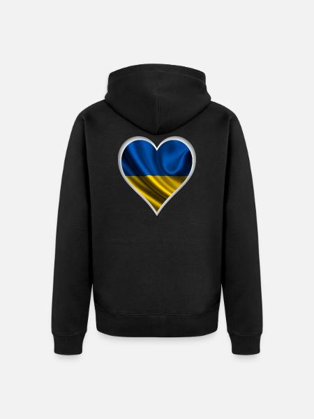 Ukraine heart design - Unisex Premium Organic Zip Hoodie - black