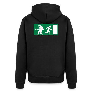 Feuerwehrmann Exit Notausgang - Unisex Premium Bio Zip Hoodie - Schwarz - Hinten - Nico (187cm)