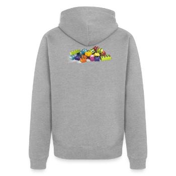 building blocks - Unisex Premium Organic Zip Hoodie - heather grey - Back - Nico (187cm)