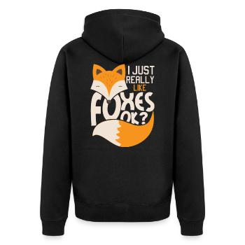 J'aime vraiment les renards, ok? - Propriétaire d'un fan de Fox - Veste à capuche bio Premium Unisexe - noir - Dos - Nico (187cm)