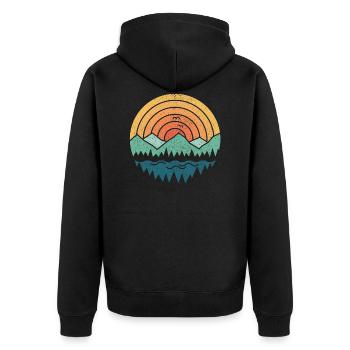 Vintage Mountains - Unisex Premium Bio Zip Hoodie - Schwarz - Hinten - Nico (187cm)
