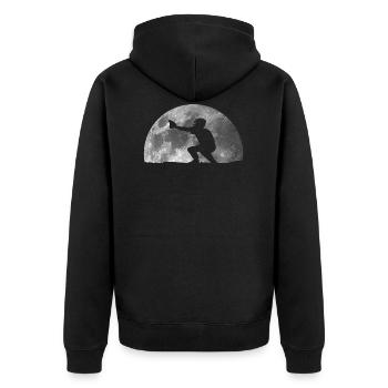Baseball Catcher - Unisex Premium Bio Zip Hoodie - Schwarz - Hinten - Nico (187cm)