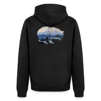 Bear Mountains Nature Used Look - Unisex Premium Organic Zip Hoodie - black - Back - Nico (187cm)
