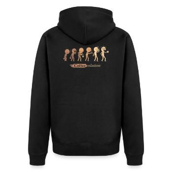 Coffeevolution - Unisex Premium Bio Zip Hoodie - Schwarz - Hinten - Nico (187cm)
