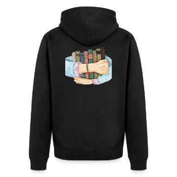 Buch, Bücher - Unisex Premium Bio Zip Hoodie - Schwarz - Hinten - Nico (187cm)