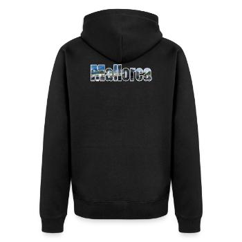 Mallorca - Unisex Premium Organic Zip Hoodie - black - Back - Nico (187cm)