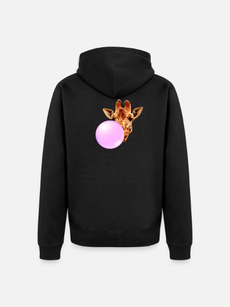 Giraffe With Chewing Gum - Unisex Premium Organic Zip Hoodie - black