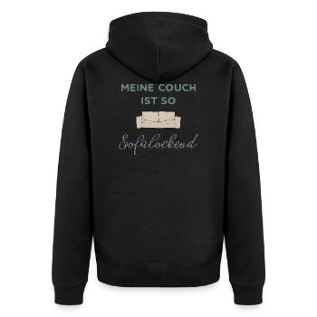 my couch - Unisex Premium Organic Zip Hoodie - black - Back - Nico (187cm)