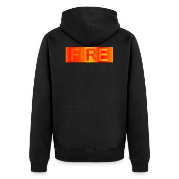 Fire / Feuer - Unisex Premium Bio Zip Hoodie - Schwarz - Hinten - Nico (187cm)