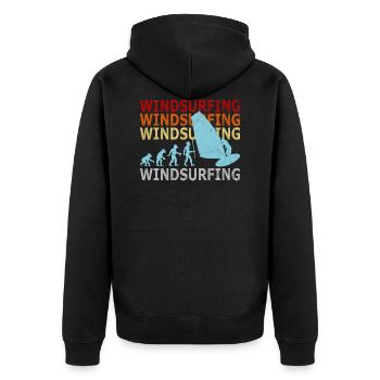 Retro Vintage Windsurfer Evolution Windsurfen - Unisex Premium Bio Zip Hoodie - Schwarz - Hinten - Nico (187cm)