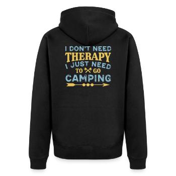 Camping Therapy Salvation Wilderness Nature Mountains - Unisex Premium Organic Zip Hoodie - black - Back - Nico (187cm)