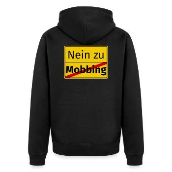 Nein zu Mobbing Ärgern Mobben Geschenk Stop - Unisex Premium Bio Zip Hoodie - Schwarz - Hinten - Nico (187cm)