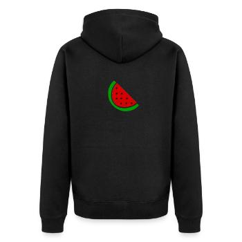 watermelon - Unisex Premium Organic Zip Hoodie - black - Back - Nico (187cm)