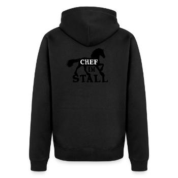 Chef in the stable Reiterhof - Unisex Premium Organic Zip Hoodie - black - Back - Nico (187cm)