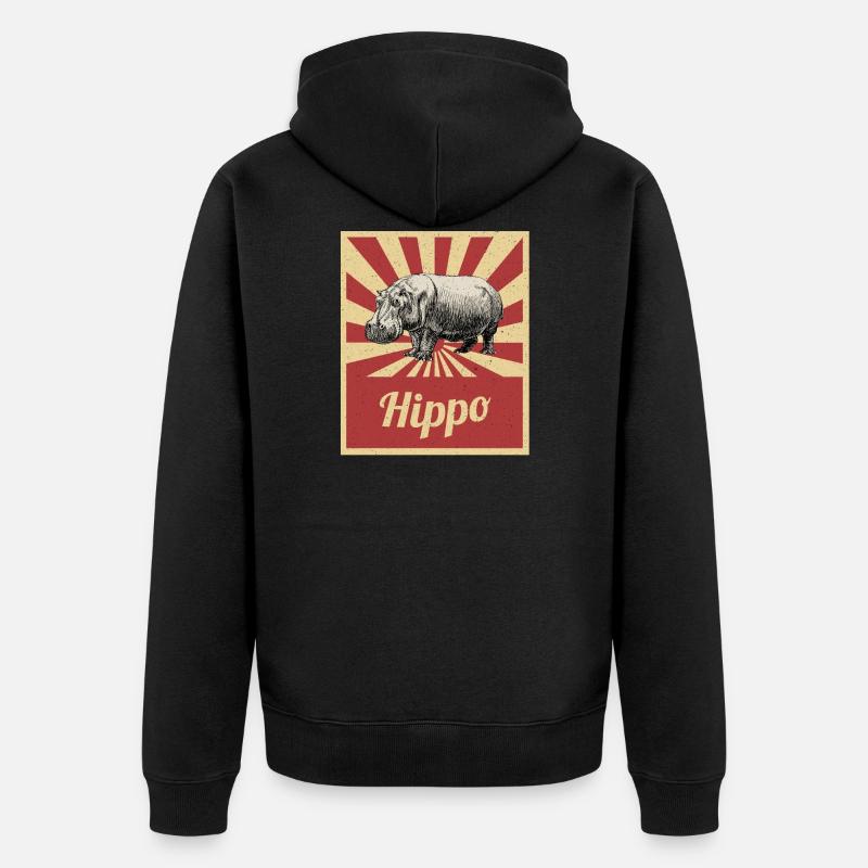 Hippopotame Hippopotames Hippopotame Hippopotame - Veste à capuche bio Premium Unisexe - noir