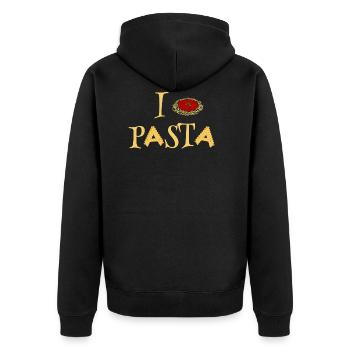 J'adore les pâtes - J'aime les pâtes - Veste à capuche bio Premium Unisexe - noir - Dos - Nico (187cm)