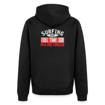 Retired Surfer - Unisex Premium Organic Zip Hoodie - black - Back - Nico (187cm)