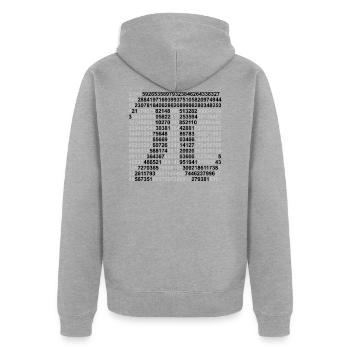 Pi Kreiszahl - Unisex Premium Bio Zip Hoodie - Grau meliert - Hinten - Nico (187cm)