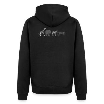 Afrique animaux blanc gris - Veste à capuche bio Premium Unisexe - noir - Dos - Nico (187cm)