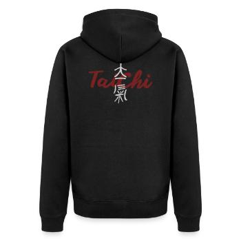 Tai Chi Tai-Chi Yoga Buddha Zeichen Slogan Motto - Unisex Premium Bio Zip Hoodie - Schwarz - Hinten - Nico (187cm)