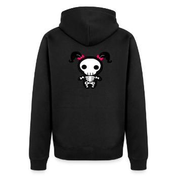 Helloween gerippe Pink Zöpfe gruselig rockabilly - Unisex Premium Bio Zip Hoodie - Schwarz - Hinten - Nico (187cm)