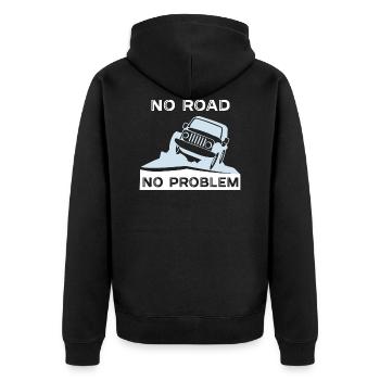 Keine Straße Kein Problem Geländewagen Geschenk - Unisex Premium Bio Zip Hoodie - Schwarz - Hinten - Nico (187cm)