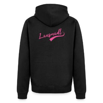 Lausmadl Lausmadel T-Shirt - Unisex Premium Bio Zip Hoodie - Schwarz - Hinten - Nico (187cm)
