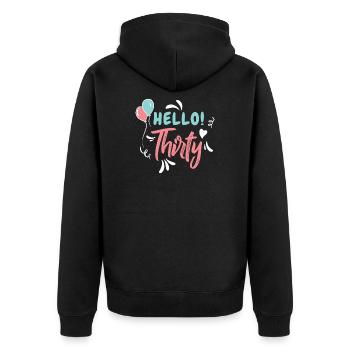 30th birthday - Unisex Premium Organic Zip Hoodie - black - Back - Nico (187cm)