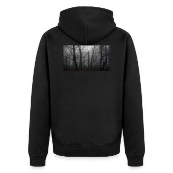 Forest - Unisex Premium Organic Zip Hoodie - black - Back - Nico (187cm)