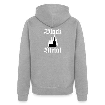 Black Metal Church - Unisex Premium Organic Zip Hoodie - heather grey - Back - Nico (187cm)