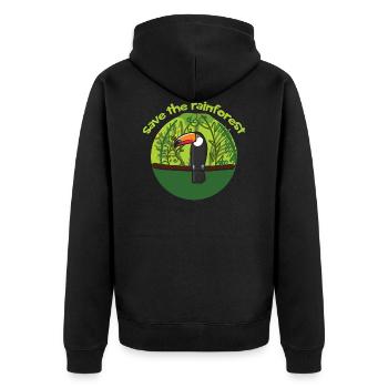 L'oiseau toucan comme symbole pour sauver la forêt tropicale - Veste à capuche bio Premium Unisexe - noir - Dos - Nico (187cm)