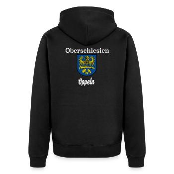 Oberschlesien Oppeln Opole - Unisex Premium Bio Zip Hoodie - Schwarz - Hinten - Nico (187cm)
